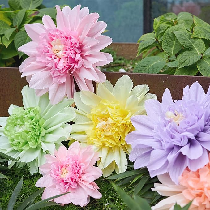 Homarkable Pastel Paper Flowers,12 Pcs Crepe Paper Flowers Decorations,6 in,10 in Flower for Wedding Party Baby Bridal Shower Carnival Party Nursery Wall Decor-Ruum Studio Home