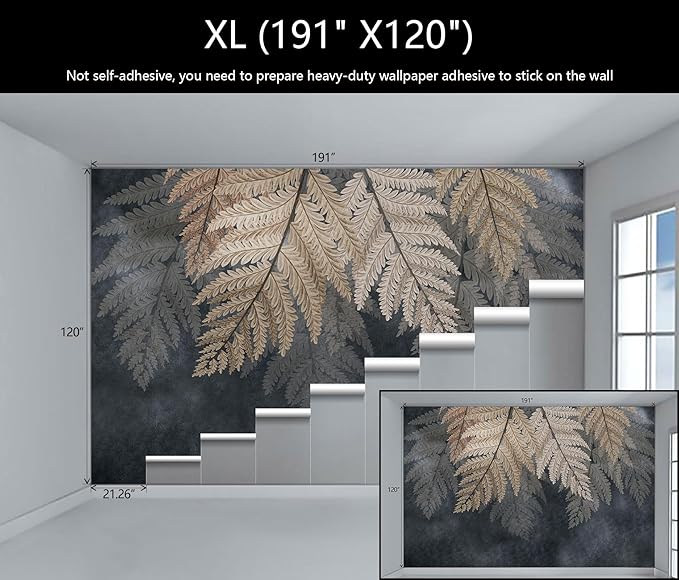 WFBHUA-Vintage Botanical Leaf Wallpaper Mural Dark Plant Leaves Wall Murals Decor for Living Room Bedroom(Not Peel and Stick)-Ruum Studio Home