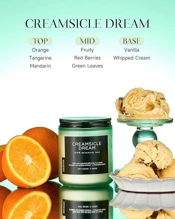 M&SENSE Orange Creamsicle Scented Candle, 7.05oz 50 Hours Slow Burning Non Toxic Natural Soy Wax 2 Wick Candle for Home Scented, Long Lasting Home Fragrance Gifts for Housewarming & Anniversry-Ruum Studio Home