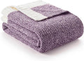 Snuggle Sac Buttery Purple Throw Blanket for Couch, Reversible Super Soft Knitted Blankets, Warm Cozy Knit Fuzzy Plush Lightweight Throws Dupes for Sofa, Bed, Picnic, Purple, 50 x 70 inches-Ruum Studio Home