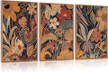 Aurlan Burnt Orange Wildflowers Botanical Wall Art Set(16"x24"), 3 Pieces Abstract Floral Blossom Framed Canvas Artwork, Large Mid Century Modern Boho Nature Wall Decor for Office Bedroom Living Room-Ruum Studio Home