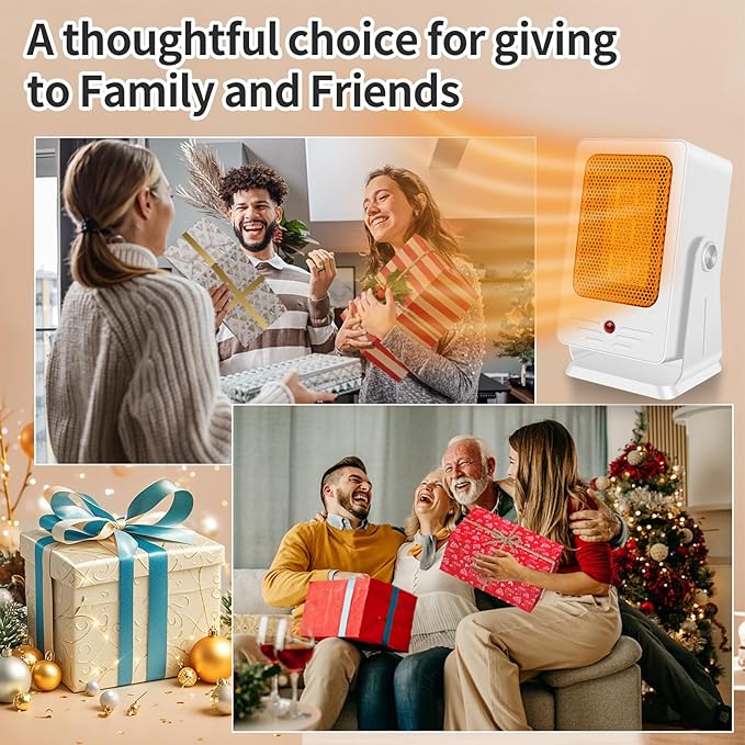 Portable Space Heaters for Indoor Use,Desktop Heater with 900W PTC 2s Fast Heating, 30° Adjustable Angle Design Small Electric Heater Lightweight for Personal, Office,Room,White-Ruum Studio Home