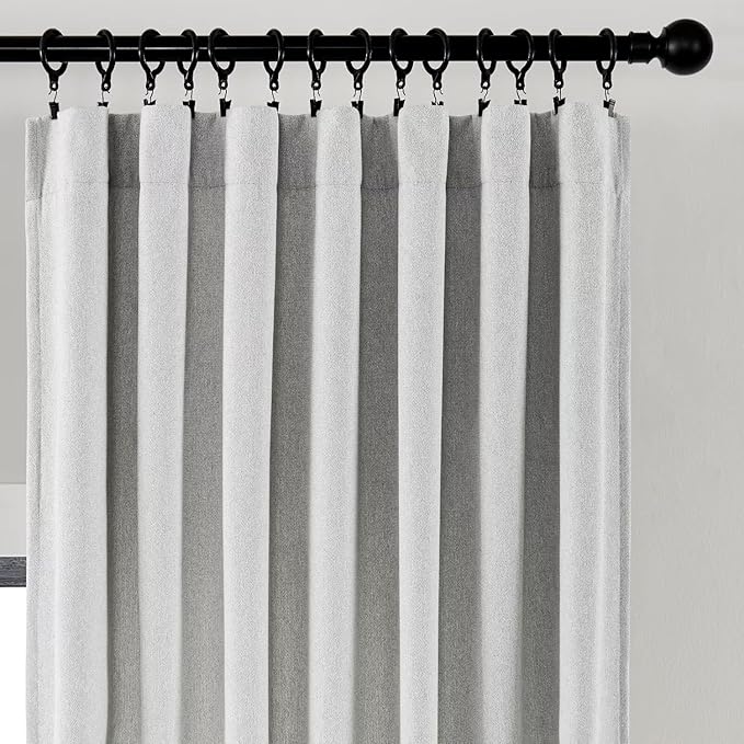 Joydeco Light Filtering Curtains 90 Inches Long for Bedroom Living Room, Faux Linen Curtains 90 Inch Length 2 Panels Set,Pinch Pleat Curtains for Bedroom Living Room(52x90 inch, Greyish White)-Ruum Studio Home