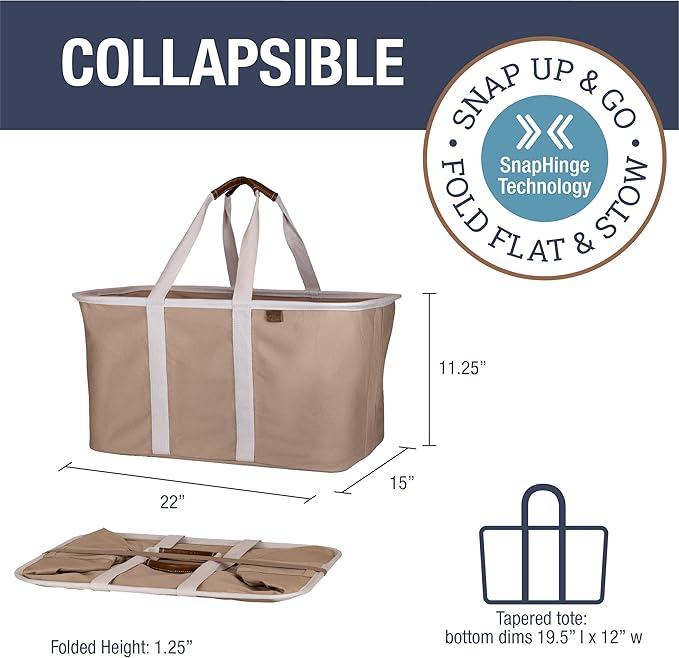 CleverMade Collapsible Laundry Tote - LUXE Mocha 2-Pack 50L - Foldable Storage Organization Container for Clothes Laundry Room Storage Solution-Ruum Studio Home