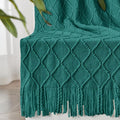 inhand Knitted Throw Blankets for Couch and Bed, Soft Cozy Knit Blanket with Tassel, Blue Lightweight Decorative Blankets and Throws, Farmhouse Warm Woven Blanket for Men and Women, 50"x60"-Ruum Studio Home