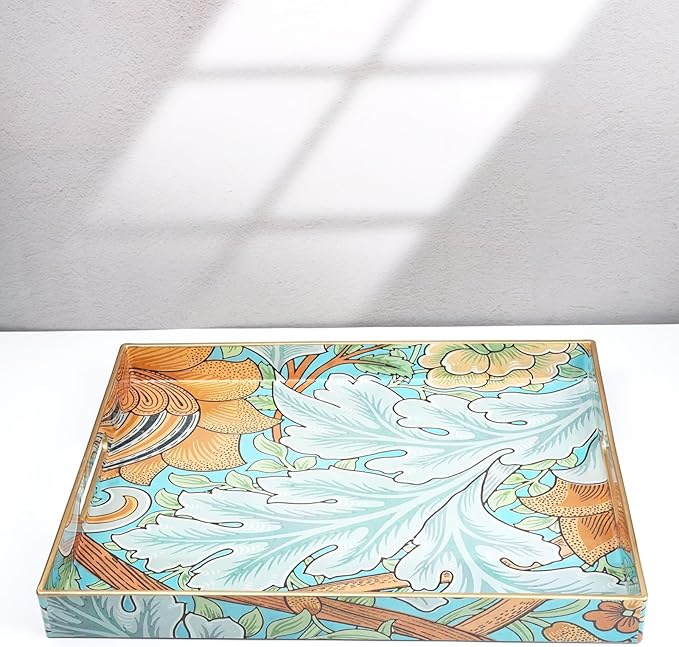 Spsyrine Serving Tray with Handles, Plastic Decorative Tray for Coffee Table, Living Room, Home Decor, Sunflower-Ruum Studio Home