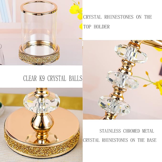 Candle Holder, Pillar Candle Holders, Crystal Candlesticks Holder for Wedding, Parties, Events, Chirstmas,Home Decor, Table Centerpieces CH028D (L)-Ruum Studio Home