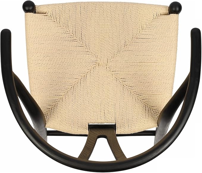 Tomile Solid Wood Wishbone Chair Y Chair Mid-Century Armrest Dining Chair, Hemp Seat (Ash-Black Frame + Natural Cord)-Ruum Studio Home