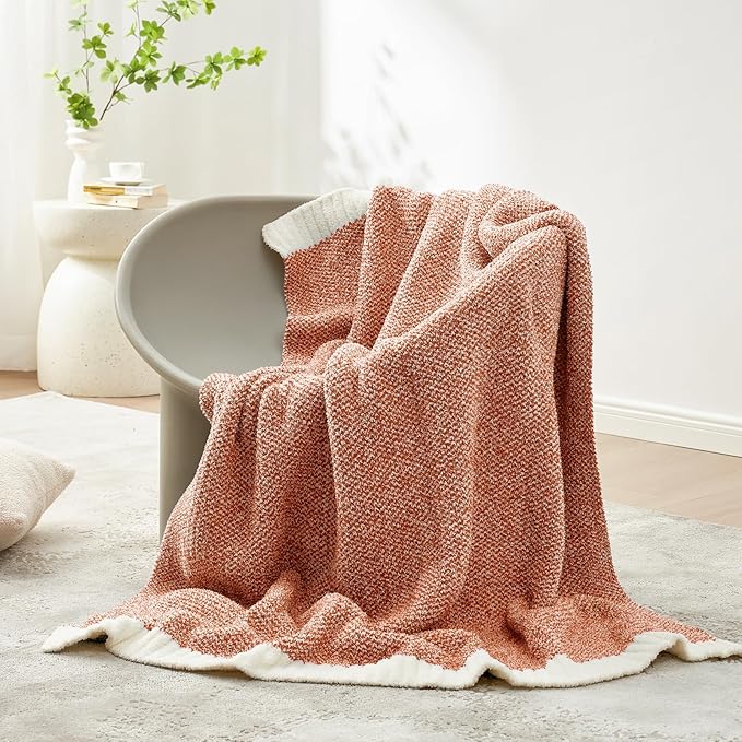 Snuggle Sac Orange Throw Blanket for Fall, Ultra Soft Warm Fall Blanket for Couch, Cozy Fuzzy Knit Microfiber Blankets and Throw Dupes for Sofa, Bed, Orange 50 x 60 inches-Ruum Studio Home