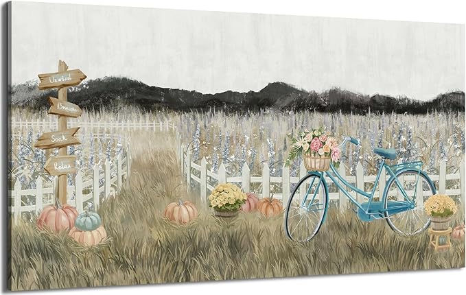 Oversized Wall Art for Living Room, Extra Large Wall Decor, Modern Vintage Farmhouse Boho Landscape Artwork Neutral Rustic Countryside Nature Floral Canvas Wall Picture for Office Bedroom Dining room-Ruum Studio Home