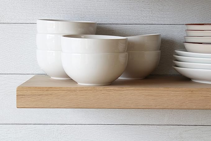 Urban Legacy Unfinished White Oak Deep Floating Shelves | Easy to Install Accent Modern Floating Shelves with Floating Shelf Brackets| Set of 2 (48" x 11" x 2")-Ruum Studio Home