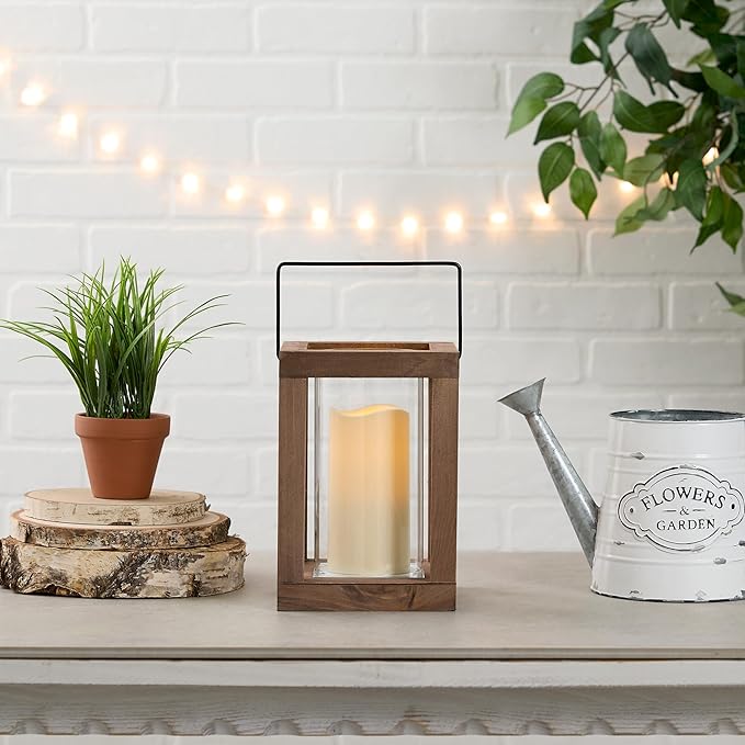 Zingz & Thingz Wooden Candle Lanterns, Decorative Light Home Decor, 9" Tall, Rustic Garden-Ruum Studio Home