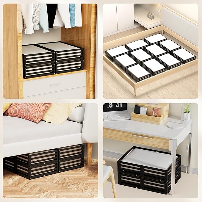 Bamboo Under Bed Storage Containers- Underbed Organizer with Wheels with Large Dust Bag,Sturdy Wood Rolling Under the Bed Shoe Storage Organizer Drawer 2 Pack-Ruum Studio Home