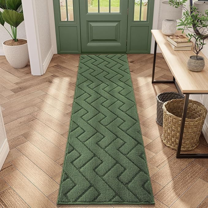 hicorfe Indoor Doormat,Front Back Door Mat Rubber Backing Non Slip Door Mats 20"x59" Absorbent Resist Dirt Entrance Doormat Inside Floor Mats Entryway Washable Low-Profile for Patio,Garden(Green)-Ruum Studio Home