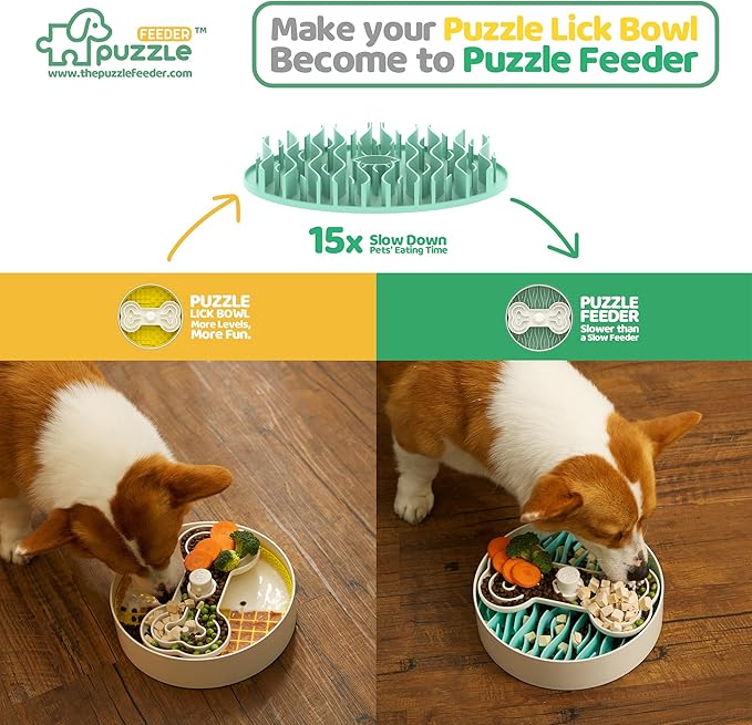 Insert, Dog Bowl Slow Feeder Accessories, Transform Your Lick Bowl to Slow Feeder Insert Dog Bowl, 6 Cups 9.8 Inch Green-Ruum Studio Home