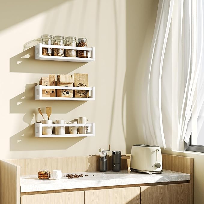 Upgraded Thick Floating Shelves - Multi-Use Wall-Mounted Bookshelves for Kids and Nursery, Ideal for Books, Toys, Spice Rack, Decor - White-Ruum Studio Home