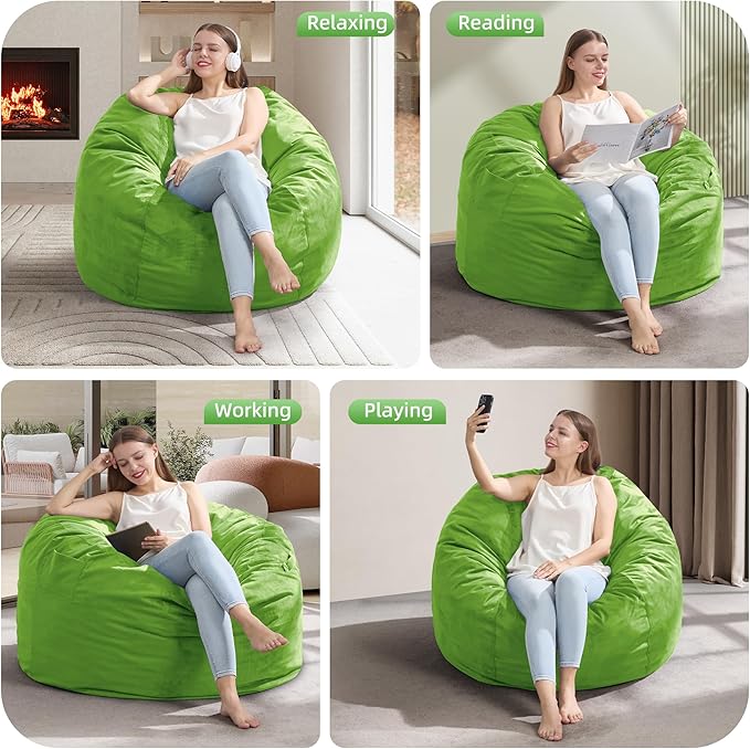 Hobestluk 3FT Bean Bag Chair Giant Bean Bag Chairs for Adults Large Bean Chairs with Removable Cover, Beanbag Chair with Filler, Adult Bean Bag Chairs for Living Room, Bedroom-Ruum Studio Home
