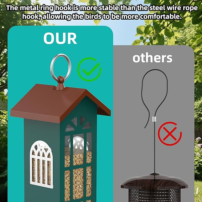 Metal Bird Feeder The Most Popular Bird Feeders for Outdoors Hanging,Waterproof and Rust-Proof,Easy Cleaning,Wild Bird Feeders Attracting Chickadees Goldfinches Cardinals Finches and Sparrows-Ruum Studio Home