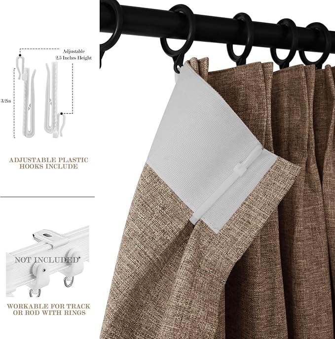 120" Wx108 L Linen Room Divider Drapes for Doorway/Glass Window/Sliding Door/Patio, Extra Wide Pinch Pleated Full Blackout Curtains for Girls Boys Teen Kids Room, 1 Panel, Taupe-Ruum Studio Home