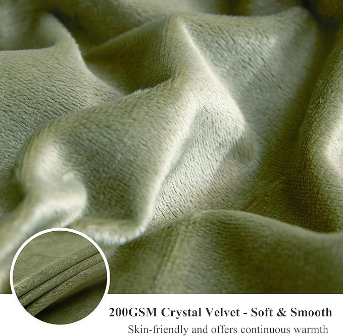 XeGe Luxury Faux Fur Throw, Moss Green Soft 50x60 Fluffy Blanket, Shaggy Plush Decorative Couch Throw, Cute Furry Throw Fuzzy Office Lap Blanket for Bedroom Living Room Sage Green-Ruum Studio Home