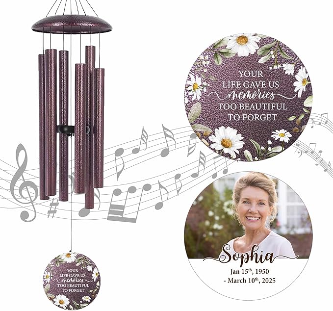 ASTARIN Personalized Deep Tone Wind Chime Memorial, Customized Sympathy Wind Chimes, Memory Wind Chimes for Loved Ones Lost, Bereavement Gifts Windchimes Outdoor-Ruum Studio Home