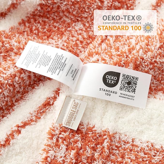 Snuggle Sac Orange Fall Throw Blanket for Couch, Reversible Super Soft Blankets Warm Cozy Knit Fuzzy Plush Blankets for Sofa,Living Room, Stripe Orange,50x60 inches-Ruum Studio Home