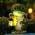 Large Frog Garden Statue, 13.3 Inches Tall, Resin Frog Decor with Solar Lantern for Outdoor Decoration and Housewarming-Ruum Studio Home