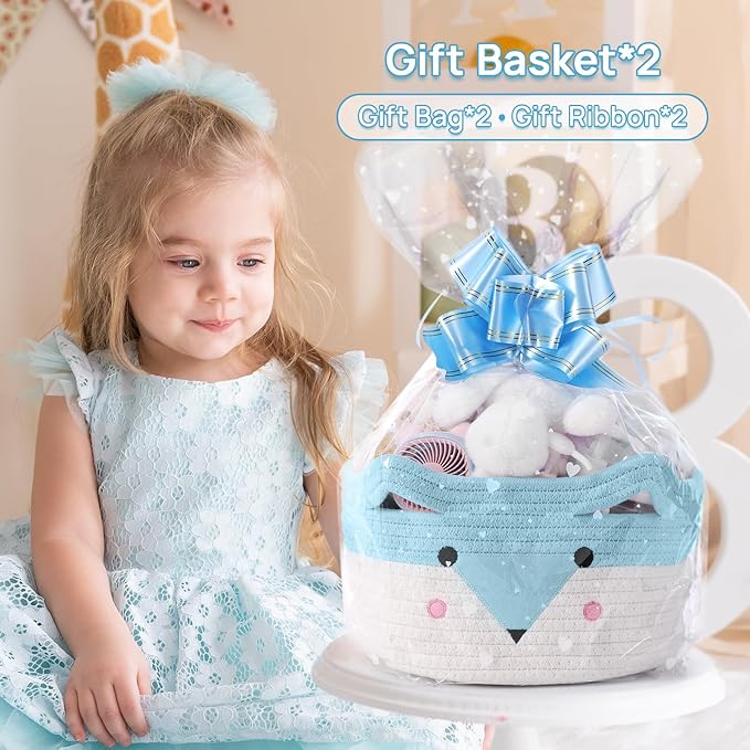 Large Baby Basket Toy Storage 3 Pack, (20"x13.8") Woven Baby Laundry Basket Blanket Basket, Stuffed Animal Storage, Baby Gift Basket Empty, Toy Basket for Kids, Dog, Cat.-Ruum Studio Home