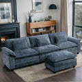 URRED Modular Sectional Sofa Comfy Cloud Couch, Modern Chenille Sofa Sleeper Deep Seat Couches with Ottoman/Pillows for Living Room (Blue, 117''- L Shape)-Ruum Studio Home