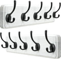 Dseap Coat Rack Wall: Patented, Heavy-Duty, 5-Double-Hooks Wooden Wall Mounted Coat Rack Coat Hanger Hook Rail for Winter Coats Hat Jacket Clothing, White & Black, Pack of 2-Ruum Studio Home