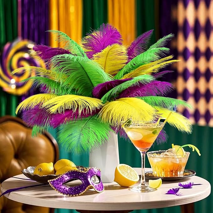 THARAHT Mix Colour Ostrich Feathers 24pcs Natural Bulk 10-12Inch 25cm-30cm for Wedding Party Centerpieces Easter Gatsbi and Home Decoration Feathers-Ruum Studio Home