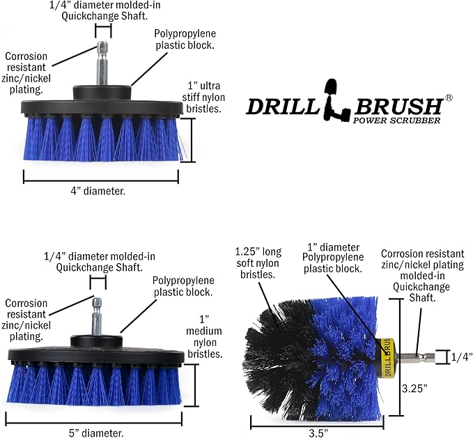 Pool Accessories - Cleaning Supplies - Drill Brush - 5 Piece Spin Brush Pool Cleaning Kit - Pool Supplies - Slide - Deck Brush - Hot Tub - Spa - Pond Liner - Pool Brush - Carpet Cleaner-Ruum Studio Home