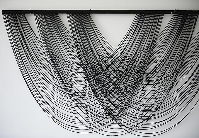 Flber Macrame Wall Hanging Black 59.00" W x 31.00" L Boho Wall Decor Large Boho Yarn Tapestry Living Room Bedroom Home Wall Décor-Ruum Studio Home