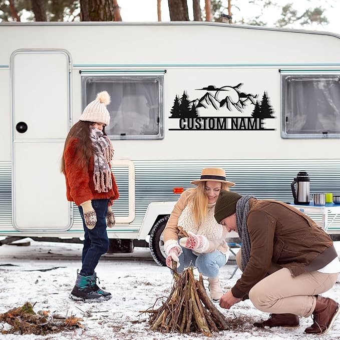 Personalized Mountain Metal Sign, Metal Mountain Wall Art Decor, Custom Family Name Sign, Custom Sign Outdoor Metal, Forest Home Decor Sign, Nature Wall Art, Cabin Decor, Housewarming Gifts-Ruum Studio Home