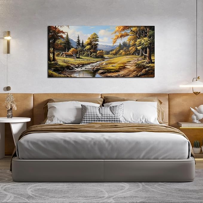 Natural Landscape Pictures for Living Room Wall Decoration,Large Farmhouse Wall Decor Office Canvas Wall Art 29 x 59 Inch-Ruum Studio Home