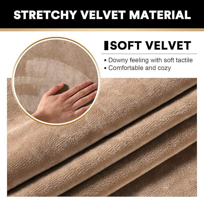 PrinceDeco Velvet Cushion Covers for Sectional Couch, Camel-Ruum Studio Home