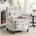 UIXE Pushback Recliner Chair, Fabric Upholstered Armchair Push Back Accent Chair for Living Room, Rivet Trim Home Theater Single Sofa Bedroom Reading Seat with Footrest - Beige Plants-Ruum Studio Home