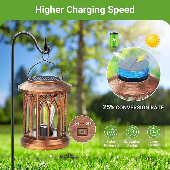 WdtPro Solar Lanterns Outdoor Hanging 6 Pack, Upgraded Bright Lantern Lights Outdoor Waterproof, Solar Powered Lantern Over 12Hrs Solar Lights for Outside Garden Yard Patio Decor (Copper)-Ruum Studio Home