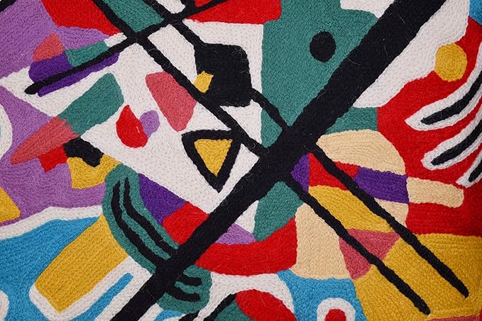 Kandinsky Modern Pillow Cover - Blue Painting | Abstract Throw Pillows | Modern Chair Cushion| Contemporary Accent Pillows | Mid Century Chair Cushions | Handmade Wool Size 18x18-Ruum Studio Home