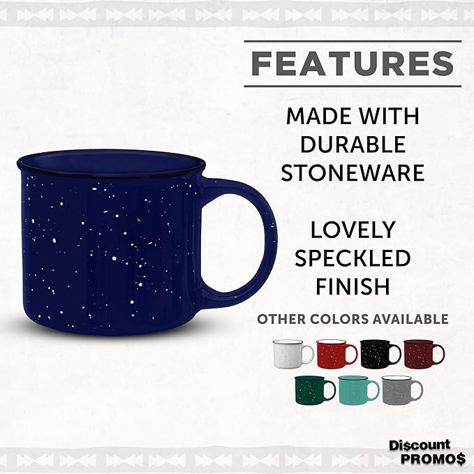 DISCOUNT PROMOS Ceramic Campfire Coffee Mugs 13 oz. Set of 10, Bulk Pack - Perfect for Tea, Espresso, Cappuccino, Hot Cocoa - Blue-Ruum Studio Home