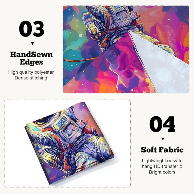 BVBOX Astronaut Space Blacklight Tapestry 79"x59", UV Reactive Floating Astronaut Universe Galaxy Planet Glow in Dark Tapestries, Black Light Neon Upright Poster Wall Hanging Backdrop Decor for Bedroom Living Room-Ruum Studio Home