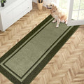 PURRUGS Dirt Trapping Door Mat 24" x 70", Non-Slip/Skid Machine Washable Entryway Rug, Shoes Scraper, Area Rug, Super Absorbent Welcome Mat for Muddy Wet Shoes and Paws, Budding Green & Sage Green-Ruum Studio Home