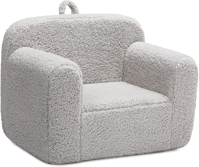 ALIMORDEN Kids Ultra-Soft Snuggle Foam Filled Chair, Toddler Cuddly Sherpa Reading Couch for Boys and Girls, Light Grey-Ruum Studio Home