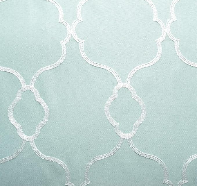 MIUCO Moroccan Embroidery Semi Sheer Curtains Faux Linen Grommet Panels for Living Room 52 x 84 Inch 2 Panels Set, Subtle Green-Ruum Studio Home
