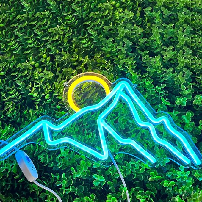 Ulalaza LED Decorative Lights USB Mountains Sunrise Sunset Led Neon Signs Home Decoration Wall Art Holiday Gift Brightness Adjustable 13.4''x6.7''-Ruum Studio Home