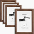 5x7 Picture Frame Set of 4 Natural Solid Walnut Photo Frames with 4x6 Removable Mat Wall Hanging Large Handcrafted Frame with HD Plexiglass Wall and Tabletop Display Large Poster Frame-Ruum Studio Home