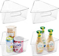 Oubonun Lazy Susan Organizers Set of 4, 10.2”x 9.4”x 4” Plastic Transparent Kitchen Cabinet Storage Bins with Handle, 4" Deep Container, 1/8 Wedge - Food Safe, without BPA-Ruum Studio Home
