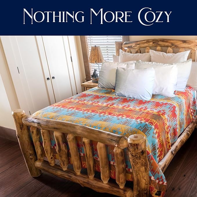 Beacon Blankets Southwestern Wigwam Native American Design Throw - 90" x 90" Blanket Only - Premium Plush Blanket Can be Used for Queen or King Size Bed-Ruum Studio Home