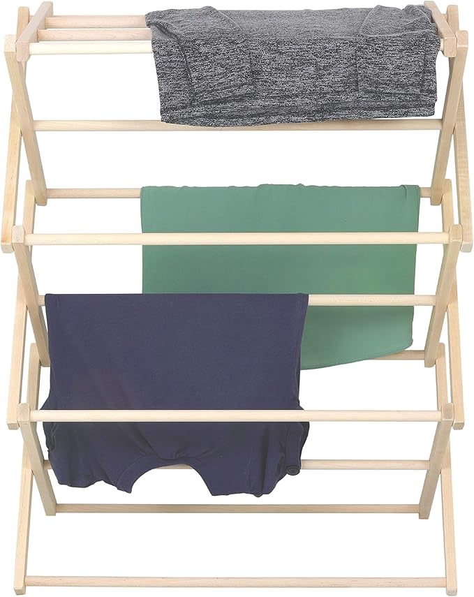 Pennsylvania Woodworks Premium American Maple Clothes Drying Rack - Handcrafted in Pennsylvania - Solid Wood Construction, Collapsible, Eco-Friendly Laundry Solution (Medium)-Ruum Studio Home