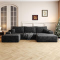 108" Sectional Couches for Living Room Modern Modular Sofa with L-Shape Couchs Upholstered Boneless Couch Deep Seat Sectional Couch with Chaise (Black, Right Facing Chaise+2Seaters+1Ottoman)-Ruum Studio Home